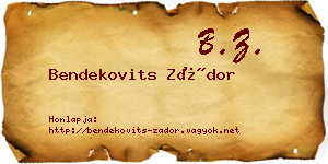 Bendekovits Zádor névjegykártya